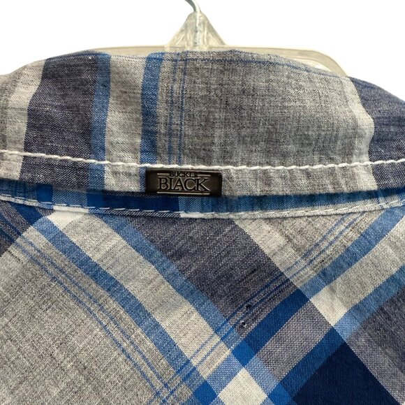 Buckle Black Men's New Light Plaid Grey Button Down Shirt - Size Large - Picture 13 of 13